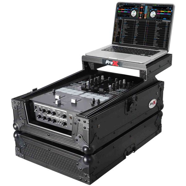 B-Stock Scratch & Dent: ProX XS-DJMS11LTBL, Flight Case for Pioneer DJM-S11 Mixer with Sliding Laptop Shelf - Black on Black Hot on Sale