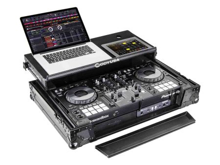 Odyssey FZGSPIDDJ8001BL Black Pioneer DDJ-800 Flight Case with Bottom 1U Rack Space and Glide Platform Online now