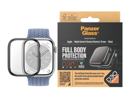 PanzerGlass Apple Watch 9 8 7 (41mm) Full Body D3O Bio Protection Cover + Indbygget Skærmbeskyttelse - Sort Supply